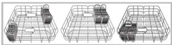 INDESIT DFP 584 EU - Przykłady rozmieszczenia kosza na sztućce - 1