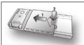 Diagram of a device with labeled parts and directional arrows indicating movement or force