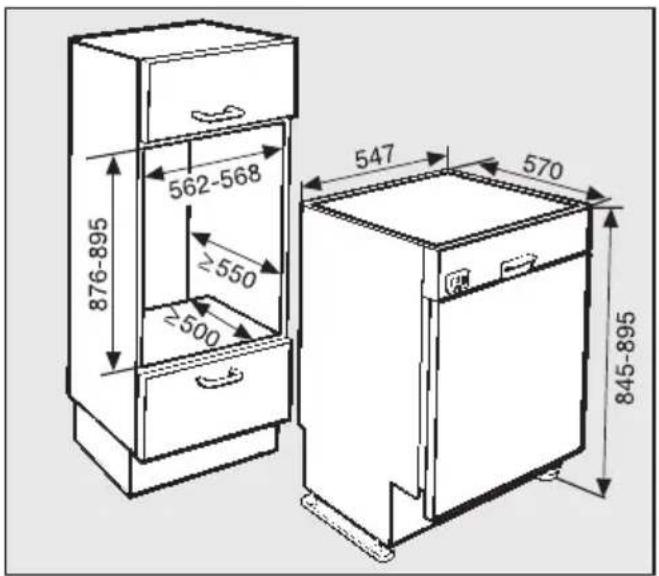 MIELE G 307 I - Einbaumaße - 1