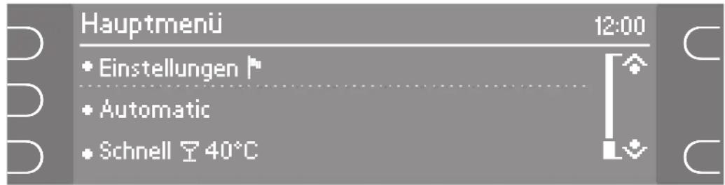 MIELE G 2834 SCI - Menü "Einstellungen ↗" zur Änderung von Standardwerten Menü "Einstellungen ↗" öffnen - 1