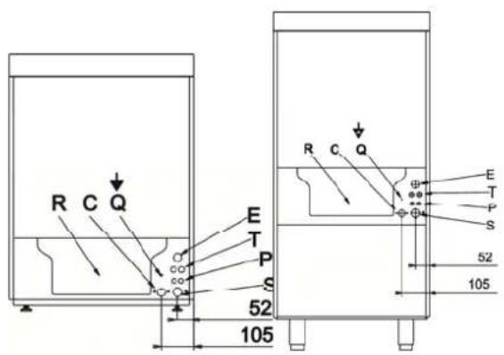 SMEG CW510-1 - ABMESSUNGEN DER SPÜLMASCHINE UND ANSCHLUSSMASSE - 3