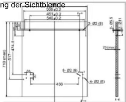 BOMANN GSPE 872 - Abmessung und Vorberleitung der Sichtblende Abmessung und Vorbereitung der Sichtblende - 1
