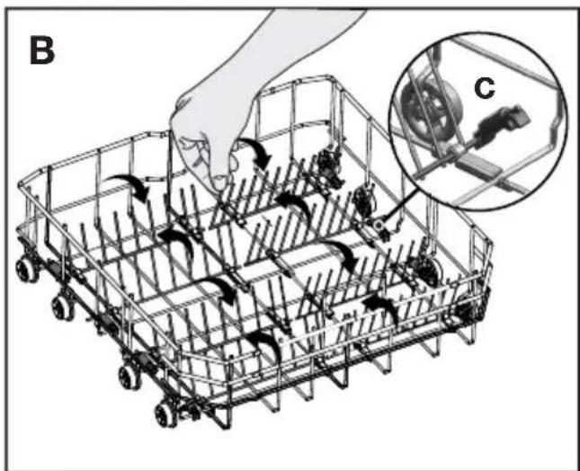 BEKO DIN 6834 - Einklappbare Geschirrhalter am unteren Korb - 2