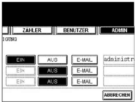 ZAHLER BENUTZER ADMIN IGUNG EIN AUS E-MAIL administr EIN AUS E-MAIL EIN AUS E-MAIL ABBE-CHEN