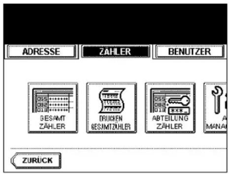 ADRESSE ZÄHLER BENUTZER 055 092 013 GESAMT ZÄHLER DRücken GESIMITZÄHLER 055 082 013 ***. ABTEILUNG ZÄHLER MANA ZURÜCK