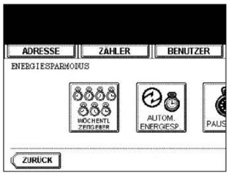 ADRESSE ZÄHLER BENUTZER ENERG I ESPARMODUS WOCHENTL ZEITIGEBER AUTOM. ENERGESP PAUS ZURÜCK