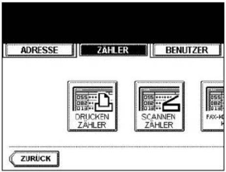 ADRESSE ZÄHLER BENUTZER DRUCKEN ZÄHLER SCANNEN ZÄHLER FAX-K ZURÜCK