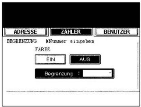 ADRESSE ZAHLER BENUTZER EDGRENZUNG ▶Nummer eingeben FARBE EIN AUS Begrenzung : -