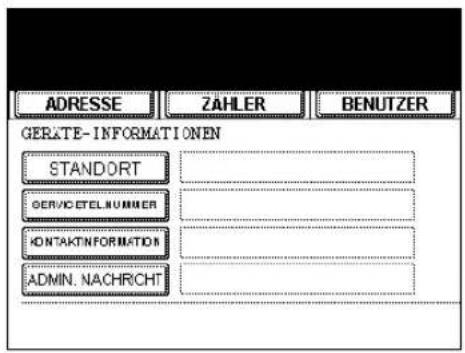 ADRESSE ZAHLER BENUTZER GERATE-INFORMATIONEN STANDORT SERVICETELNUMMER KONTAKTINFORMATION ADMIN. NACHRICHT