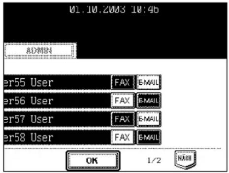 01.10.2003 10:4b ADMIN er55 User FAX E-MAIL er56 User FAX E-MAIL er57 User FAX E-MAIL er58 User FAX E-MAIL OK 1/2 NAOH