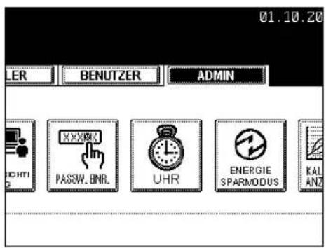 01.10.20 LER BENUTZER ADMIN X.XX890 PASSW. BNR. UHR ENERGIE SPARMODUS KAL ANZ
