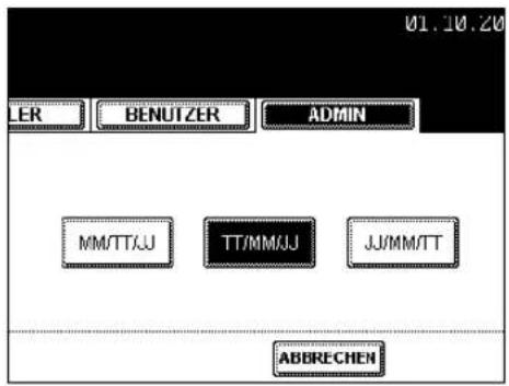 01.10.20 LER BENUTZER ADMIN MM/TT/JT TT/MM/JJ JJ/MM/TT ABBECHEN