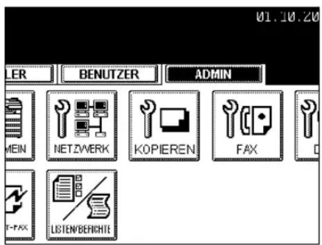 01.10.20 LER BENUTZER ADMIN MEIN NETZWERK KOPIEREN FAX T-FAX LISTEN/BEFECHTE