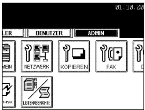 01.10.20 LER BENUTZER ADMIN MEIN NETZWERK KOPIEREN FAX LISTEN/BEFECHTE
