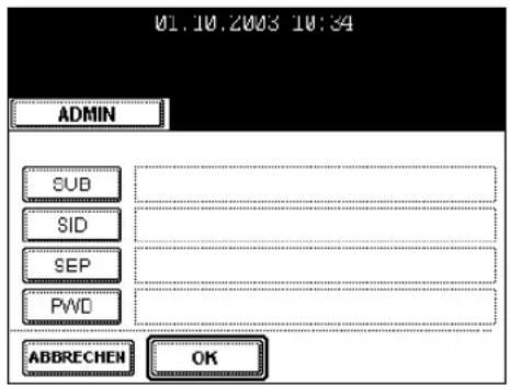 01.10.2003 10:34 ADMIN SUB SID SEP PWD ABBRECHEN OK