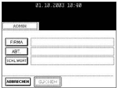 01.10.2003 10:40 ADMIN FIRMA ABT. SCHLWORT ABBRECHEN ADMIN