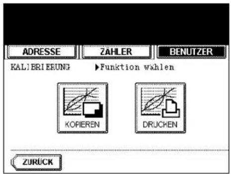 ADRESSE ZÄHLER BENUTZER KALI BRI ERUNG ►Funktion wahlen KOPIEREN DRUCKEN ZURÜCK