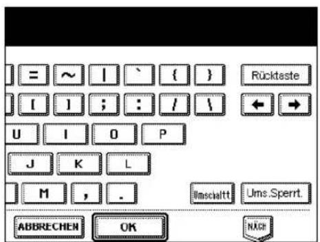 Rücktaste U I O P J K L M , . Umschaltt Ums.Sperrt. ADDRECHEN OK NACH
