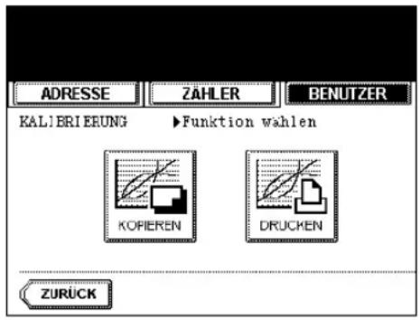 ADRESSE ZÄHLER BENUTZER KALI BRI ERUNG ▶Funktion wahlen KOPIEREN DRUCHEN ZURÜCK
