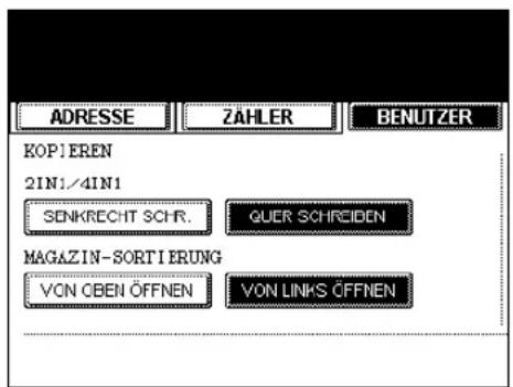 ADRESSE ZAHLER BENUTZER KOPJEREN 2IN1/4IN1 SENKRECHT SCHR. GUER SCHREIDEN MAGAZIN-SORTIERUNG VON OBEN ÖFFNEN VON LINKS ÖFFNEN