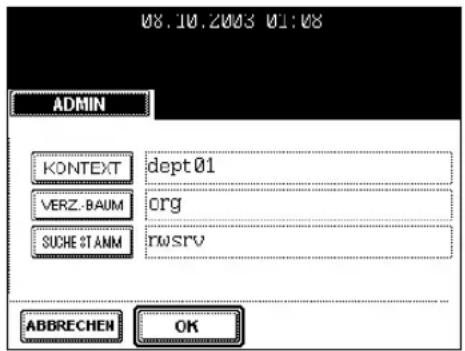08.10.2003 01:08 ADMIN KONTEXT dept01 VERZ.BAUM org SUCHE STANM rwsrv ABBRECHEN OK