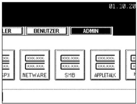 01.10.20 LER BENUTZER ADMIN xx. xx. xx. GPX NETWARE SMB xxxxxxx xxxxxxx xxxxxxx xxxxxxx APPLETALK