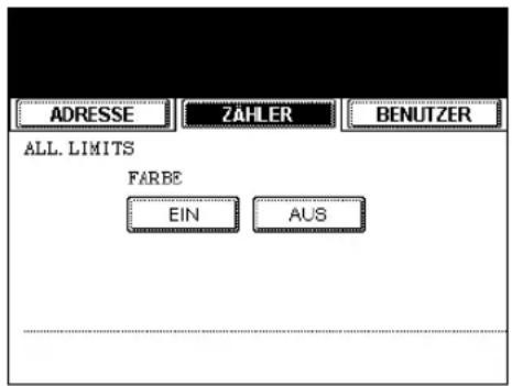 ADRESSE ZAHLER BENUTZER ALL. LIMITS FARBE EIN AUS