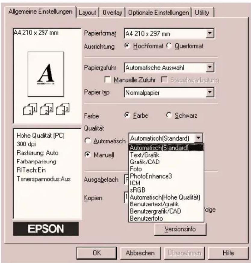 EPSON EPL-C8200 - Vordefinierte Einstellungen verwenden - 1