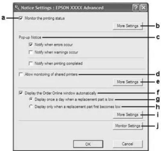 EPSON AcuLaser M2410 - Notice Settings (Einstellungen für Benachrichtigung) - 1