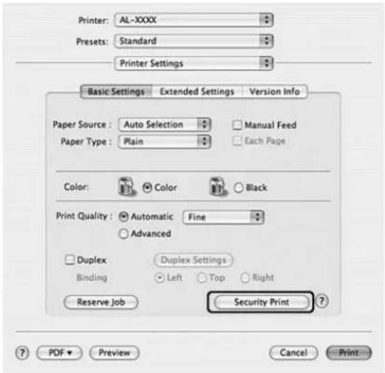 EPSON AcuLaser C9200 - Klicken Sie auf Security Print. - 1