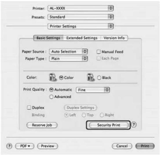 EPSON AcuLaser C9200 - Klicken Sie auf Security Print. - 1