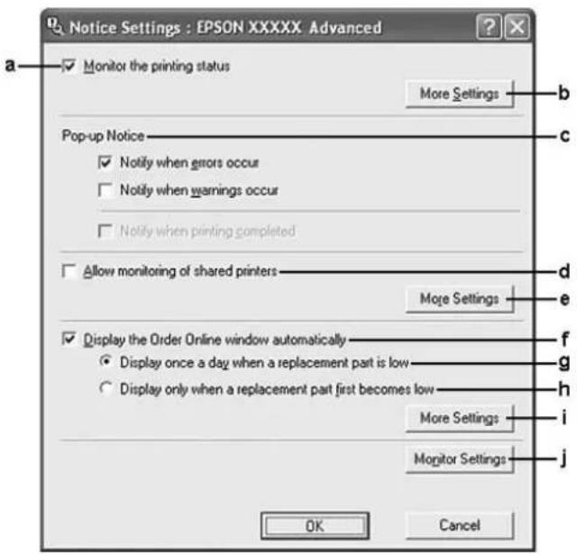 EPSON AcuLaser C9200 - Einstellungen für Benachrichtigung - 1