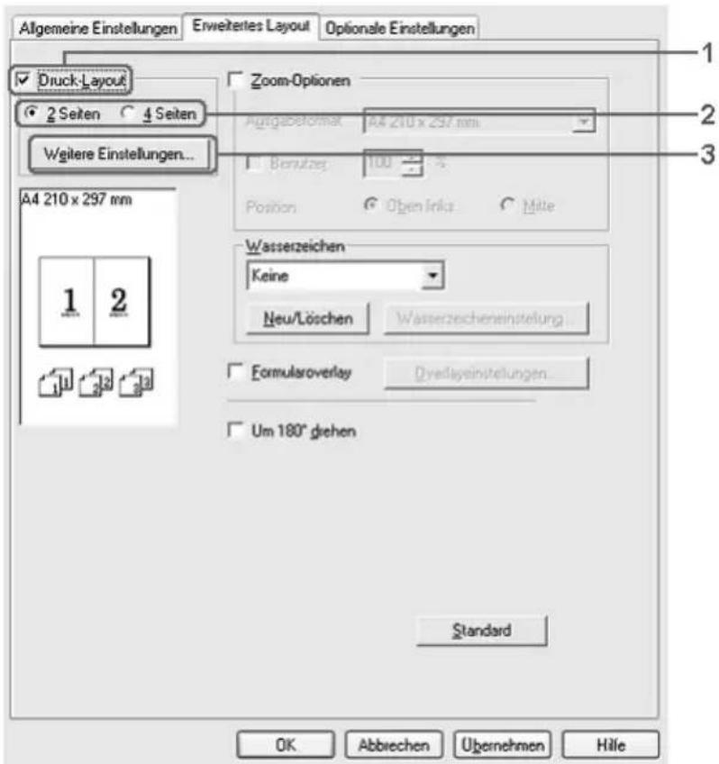 EPSON AcuLaser 2600 - Ändern des Drucklayouts - 1