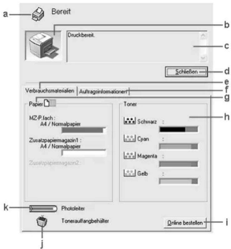 EPSON AcuLaser 2600 - Informationen zum Druckerstatus - 1