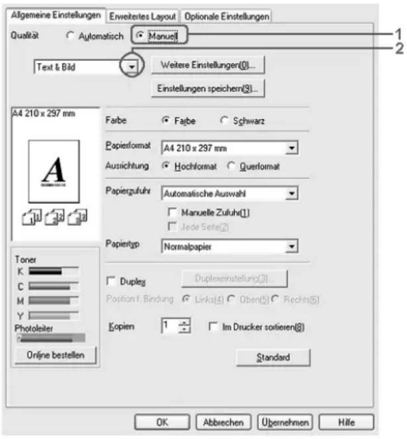 EPSON AcuLaser 2600 - Verwenden der Voreinstellungen - 1