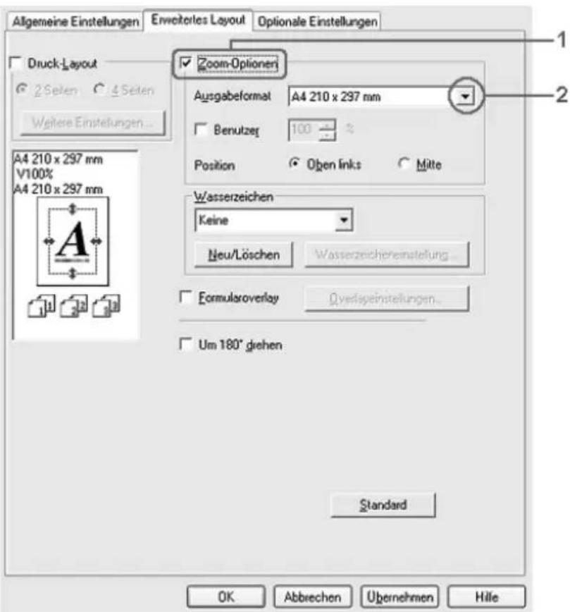 EPSON AcuLaser 2600 - So skalieren Sie Seiten automatisch, um sie an das Ausgabeformat anzupassen - 1