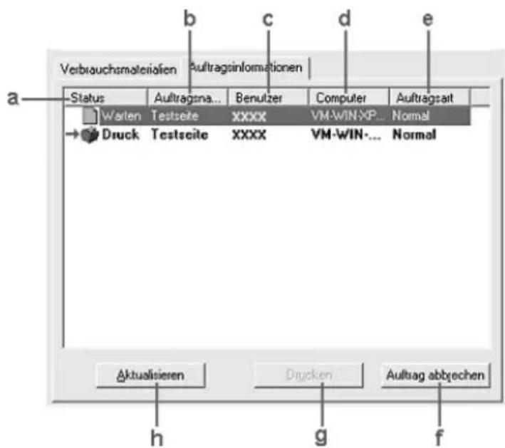 EPSON AcuLaser 2600 - Menü Job Information (Auftragsinformationen) verwenden - 1