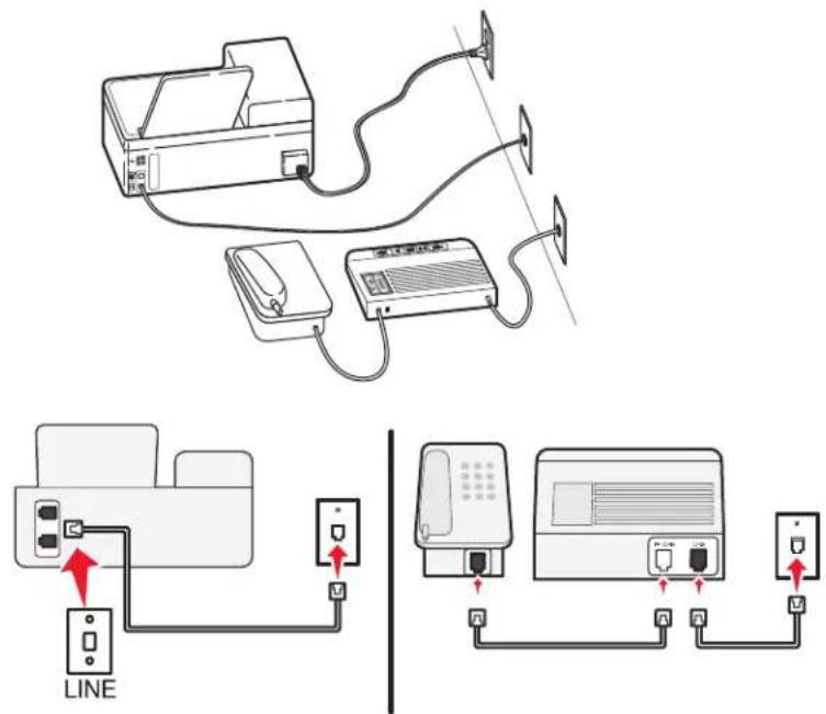 LEXMARK PRO 702 - An unterschiedliche Telefonbuchsen angeschlossen - 1