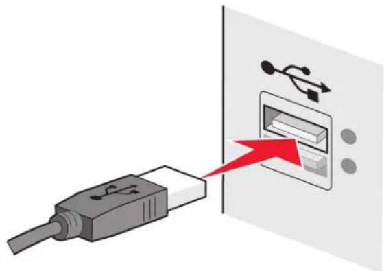 LEXMARK PRO 209 - Wie wird das Installationskabel angeschlossen? - 1