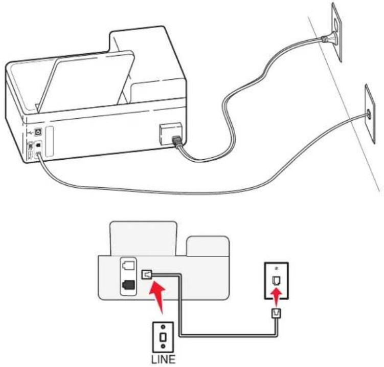 LEXMARK PRO 208 - Einrichtung 1: Der Drucker ist an eine eigene Faxleitung angeschlossen - 1