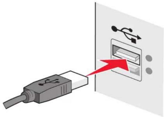 LEXMARK Prestige Pro 802 - Wie wird das Installationskabel angeschlossen? - 1