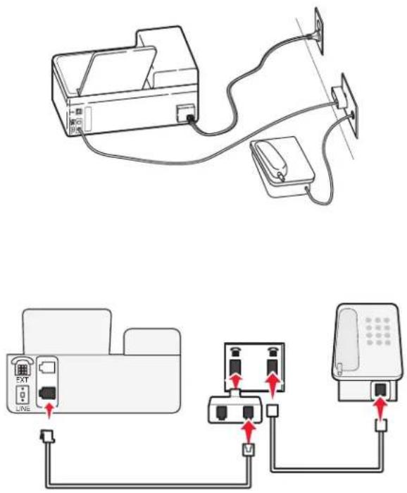 LEXMARK Interpret S400 Series - Anschließen des Druckers an eine Telefonbuchse, die nicht dem RJ-11-Standard entspricht - 1