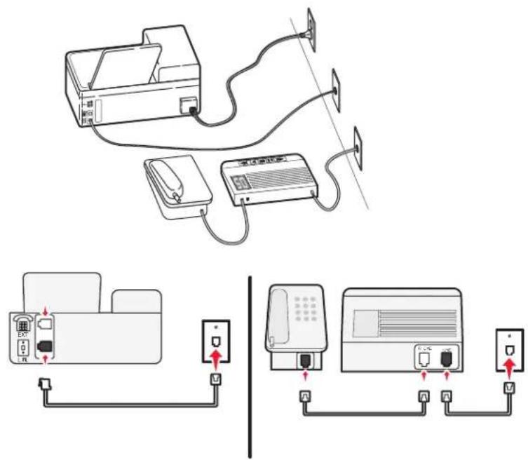LEXMARK Interpret S400 Series - An unterschiedliche Telefonbuchsen angeschlossen - 1