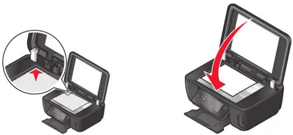 LEXMARK Interact S608 - Legen des Originaldokuments auf das Scannerglas - 1
