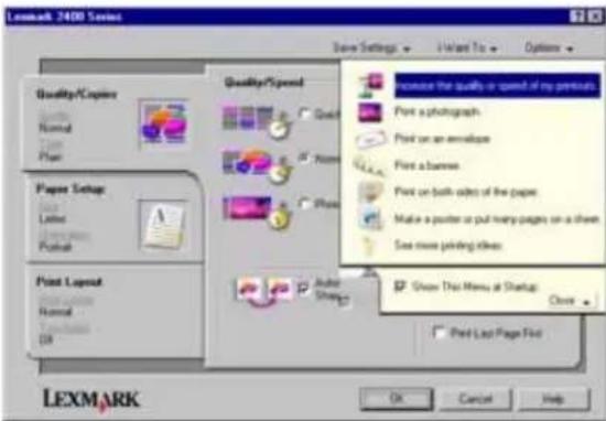 LEXMARK X2450 - Öffnen der Druckeigenschaften - 1