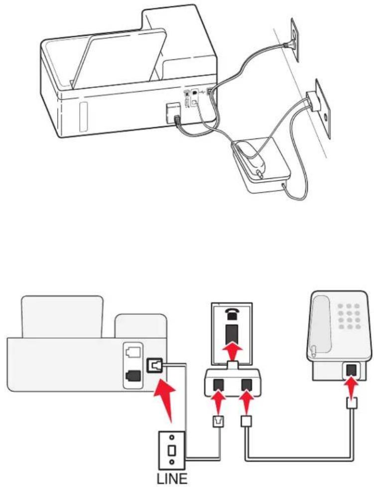 LEXMARK S410 - Anschluss des Druckers in Ländern oder Regionen, in denen serielle Verbindungen eingesetzt werden - 1