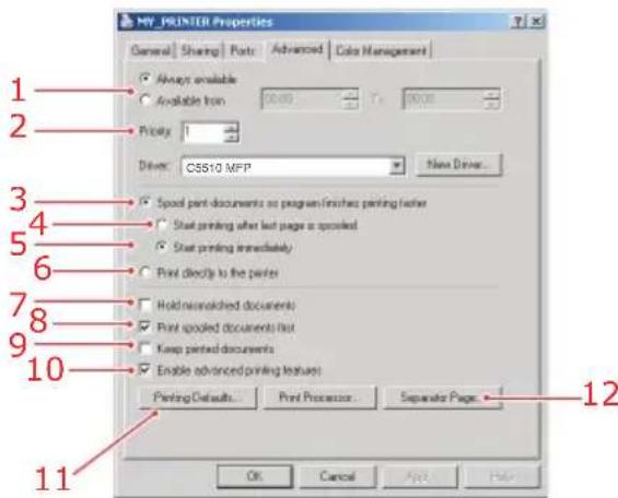 OKI C5510 MFP - REGISTERKARTE ERWEITERTE EINSTELLUNGEN - 1