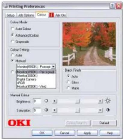OKI C5400 - SETTING THE COLOUR MATCHING OPTIONS - 1