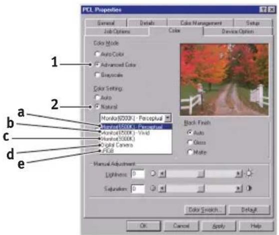 OKI C5400 - SETTING THE COLOUR MATCHING OPTIONS - 1