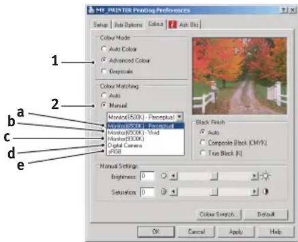 OKI C3200n - Choose the Manual colour setting and select from the following options: - 1